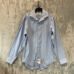 Calvin Klein Men's Button Up Shirt S French Blue Steel + Slim Fit Stretch 32/33
